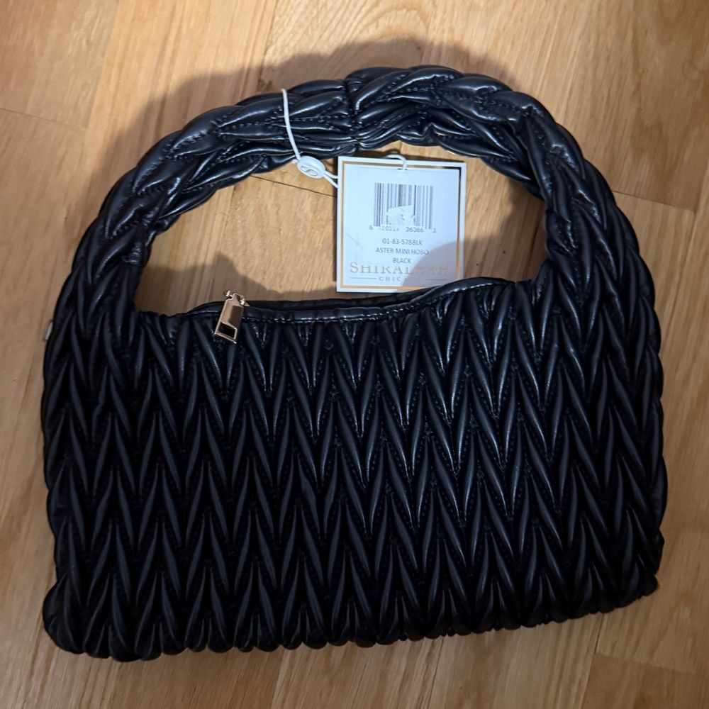 Shiraleah Black Textured Shoulder Bag
